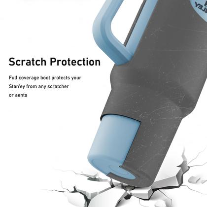 Imagem de Bota de silicone Ami.Todfo para Stanley Cup, protetor inferior de 40 onças e conjunto de palhas de reposição de 12 polegadas compatível com Stanley Tumbler Accessories Quencher com alça, capa de manga inteira antiderrapante (cinza)