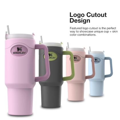 Imagem de Bota de silicone Ami.Todfo para Stanley Cup, protetor inferior de 40 onças e conjunto de palhas de reposição de 12 polegadas compatível com Stanley Tumbler Accessories Quencher com alça, capa de manga inteira antiderrapante (cinza)