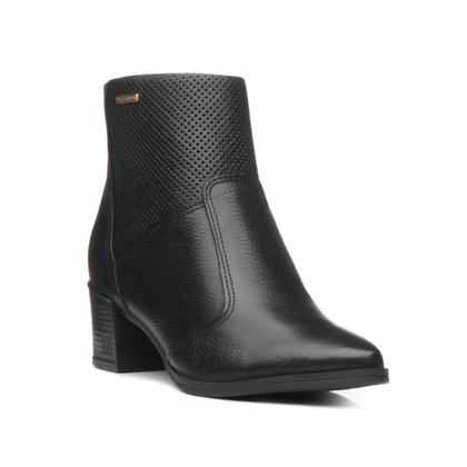 Imagem de Bota Em Couro Feminina Cano Curto Texturizado Pegada 280502 Cor:PretoTamanho:36