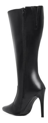 Imagem de Bota Feminia Montaria Cano Alto Coturno Longo Bico Fino Salto Agulha