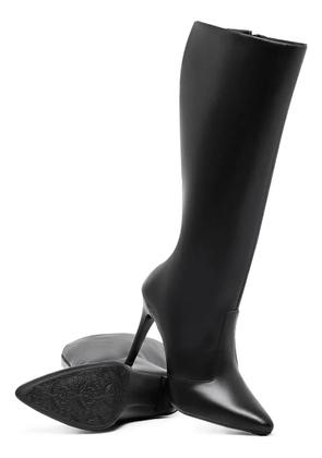 Imagem de Bota Feminia Montaria Cano Alto Coturno Longo Bico Fino Salto Agulha