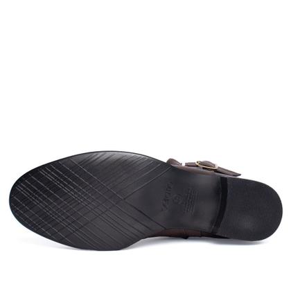 Imagem de Bota Feminina Beira Rio Cano Curto com Fivelas Marrom Escuro