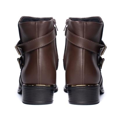 Imagem de Bota Feminina Beira Rio Cano Curto com Fivelas Marrom Escuro