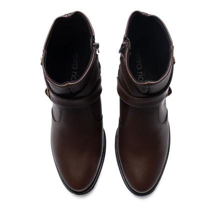 Imagem de Bota Feminina Beira Rio Cano Curto com Fivelas Marrom Escuro