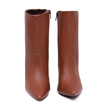 Imagem de Bota Feminina Bico Fino Salto Alto Com Zíper Lateral Leve Confortavel