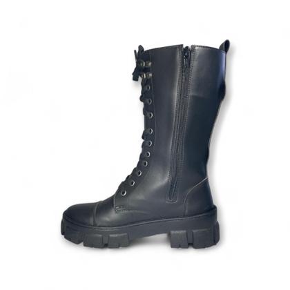 Imagem de Bota Feminina Cano Alto Ziper Tratorada Preto