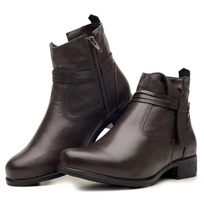 Imagem de Bota Feminina Cano Curto Casual Couro Legitimo de Frio