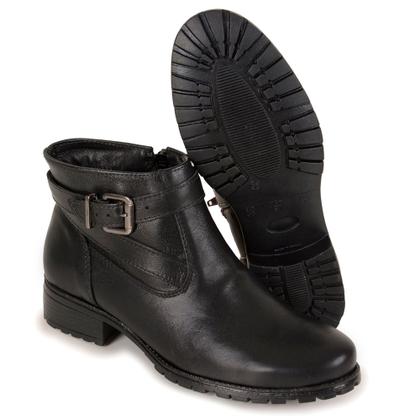 Imagem de Bota Feminina Cano Curto Couro Salto Baixo Confortável