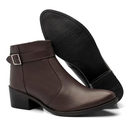 Imagem de Bota Feminina Cano Curto Hencco Fivela Com Zíper