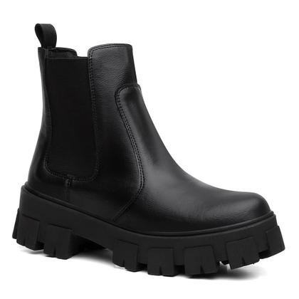 Imagem de Bota Feminina Cano Curto Tratorada Salto Baixo Chelsea