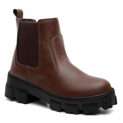 Imagem de Bota Feminina Cano Curto Tratorada Salto Baixo Chelsea