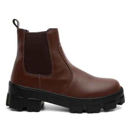 Imagem de Bota Feminina Cano Curto Tratorada Salto Baixo Chelsea