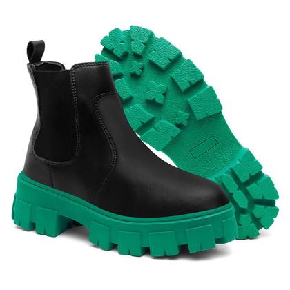 Imagem de Bota Feminina Cano Curto Tratorada Salto Baixo Chelsea