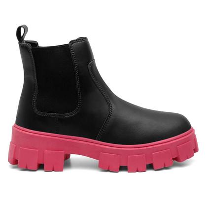 Imagem de Bota Feminina Cano Curto Tratorada Salto Baixo Chelsea