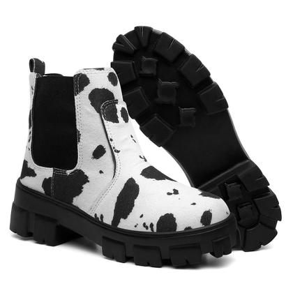 Imagem de Bota Feminina Cano Curto Tratorada Salto Baixo Chelsea