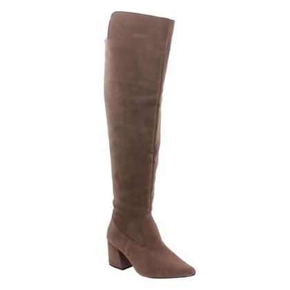 Imagem de Bota Feminina Cano Longo Bico Fino Salto Baixo Grosso Confortável Montaria Macia Fashion Blogueira