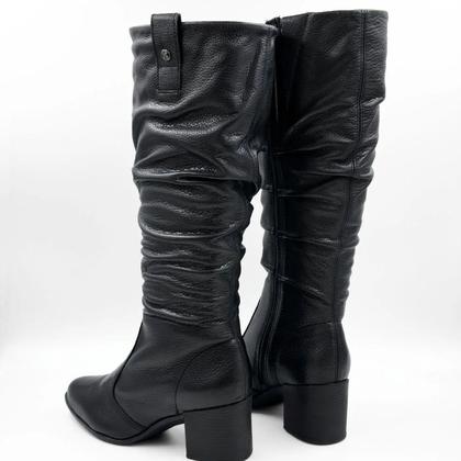 Imagem de Bota Feminina Cano Longo Bottero Couro Salto Grosso 346920 Preto