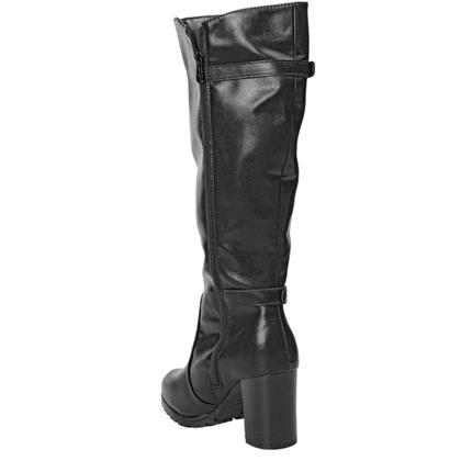 Imagem de Bota Feminina Cano Longo Maleável Salto Alto com Aplique de Fivela Mooncity 73176