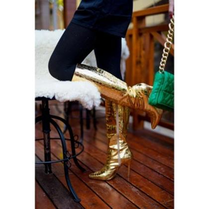 Imagem de Bota feminina cano longo salto alto fino