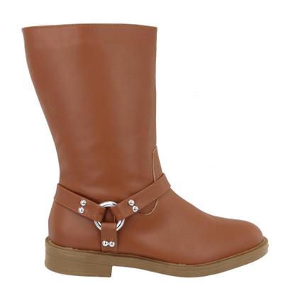 Imagem de Bota Feminina Cano Médio Biker Rasteira Caramelo