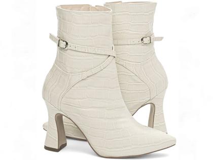Imagem de Bota Feminina Cano Médio Salto Alto Bico Fino Croco Torricella