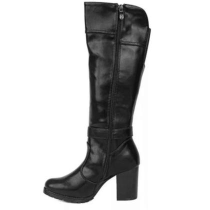 Imagem de Bota Feminina Casual Salto Alto Cano Longo Maleável Mooncity 73133