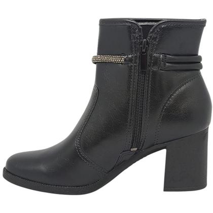 Imagem de Bota Feminina Casual Social Dia a Dia Passeio Trabalho Festa Cano Baixo com Strass Salto Bloco Médio Conforto Dakota D2191