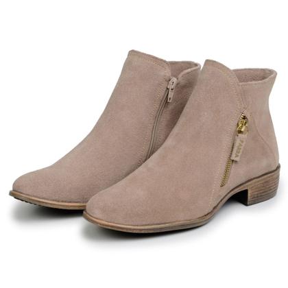 Imagem de Bota Feminina Chelsea Camurça Cano Curto Zíper Lateral Salto Baixo Bota Casual