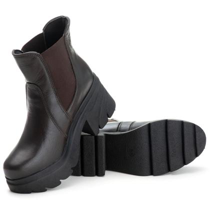 Imagem de Bota Feminina com Elásticos Laterais e Sola Grossa Pettinari 6729 Couro Legítimo: Design Moda