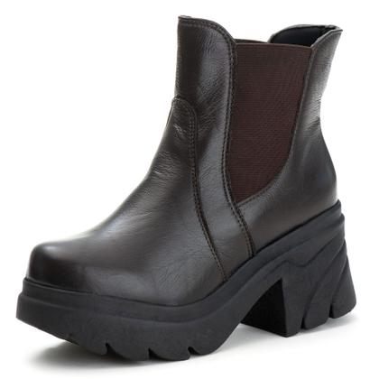 Imagem de Bota Feminina com Elásticos Laterais e Sola Grossa Pettinari 6729 Couro Legítimo: Design Moda