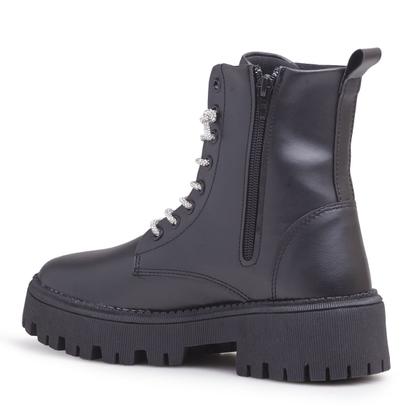 Imagem de Bota Feminina Coturno Cadarço com Brilho Blogueira Tratorado