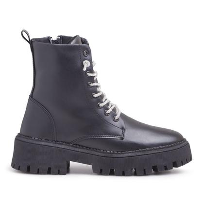 Imagem de Bota Feminina Coturno Cadarço com Brilho Blogueira Tratorado