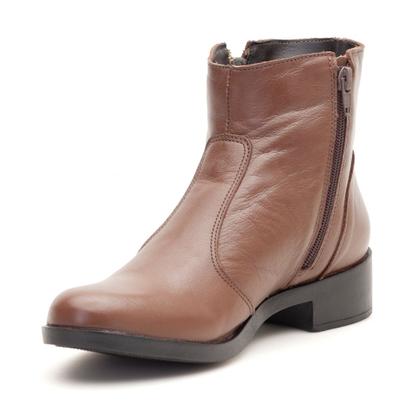 Imagem de Bota Feminina Couro Legítimo Cano Curto Montaria Country Zíper Moda Inverno Confortável Casual Elegante Salto Baixo