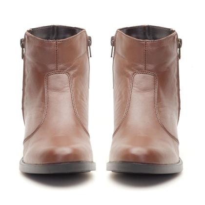 Imagem de Bota Feminina Couro Legítimo Cano Curto Montaria Country Zíper Moda Inverno Confortável Casual Elegante Salto Baixo