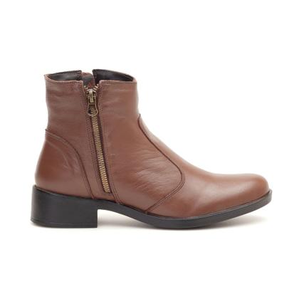 Imagem de Bota Feminina Couro Legítimo Cano Curto Montaria Country Zíper Moda Inverno Confortável Casual Elegante Salto Baixo