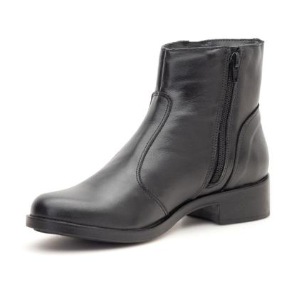 Imagem de Bota Feminina Couro Legítimo Cano Curto Montaria Country Zíper Moda Inverno Confortável Casual Elegante Salto Baixo