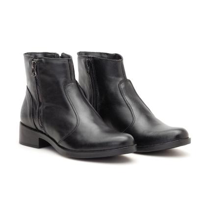 Imagem de Bota Feminina Couro Legítimo Cano Curto Montaria Country Zíper Moda Inverno Confortável Casual Elegante Salto Baixo