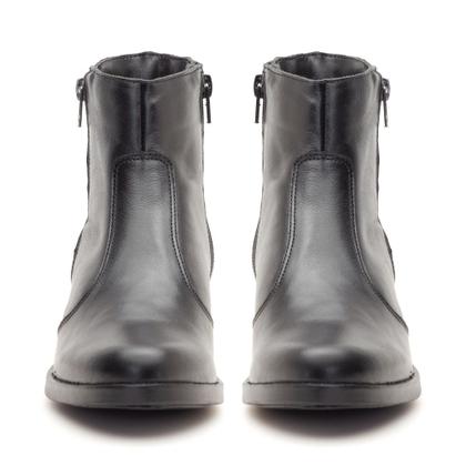Imagem de Bota Feminina Couro Legítimo Cano Curto Montaria Country Zíper Moda Inverno Confortável Casual Elegante Salto Baixo