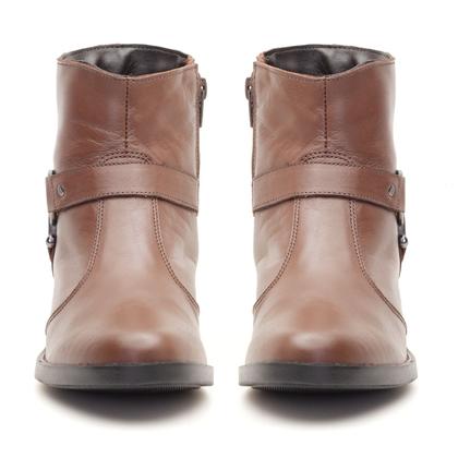 Imagem de Bota Feminina Couro Legítimo Country Montaria Fivela Confortável Coturno Western Cano Curto