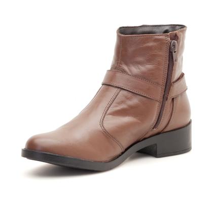 Imagem de Bota Feminina Couro Legítimo Country Montaria Fivela Confortável Coturno Western Cano Curto