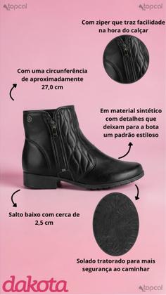 Imagem de Bota Feminina Dakota Cano Curto Tendência Moda Nova D2184