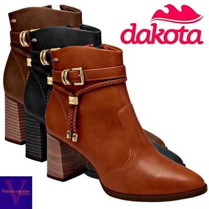Imagem de Bota feminina dakota original conforto salto bloco bico fino