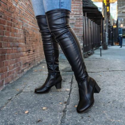 Imagem de Bota feminina dakota over the knee casual conforto salto bloco