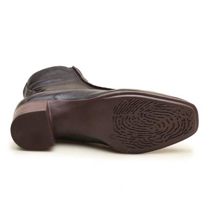 Imagem de Bota Feminina Em Couro Bico Quadrado Luciana Café Salto Bloco 4.5cm