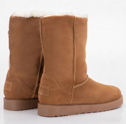 Imagem de Bota Feminina em Couro Caramelo Forrada com Lã Marina Mello