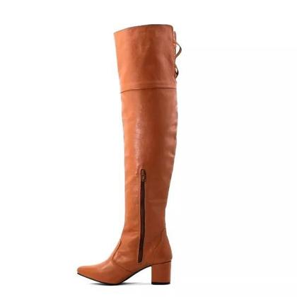 Imagem de Bota Feminina Em Couro Legitimo Cano Longo Over The Knee Lirom Caramelo