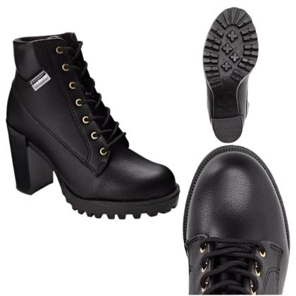 Imagem de Bota Feminina Moleca Coturno Tratorada Cadarço Salto Alto