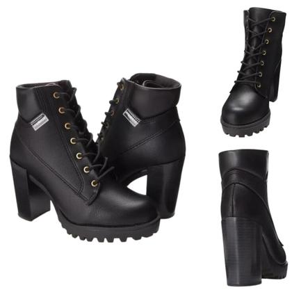 Imagem de Bota Feminina Moleca Coturno Tratorada Cadarço Salto Alto