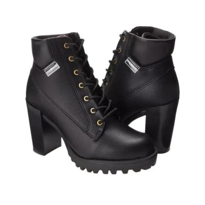 Imagem de Bota Feminina Moleca Coturno Tratorada Cadarço Salto Alto
