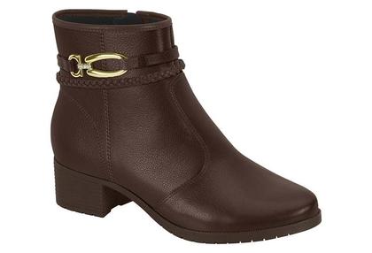 Imagem de Bota Feminina Moleca Salto Baixo Grosso Cano Curto Detalhe Dourado Conforto